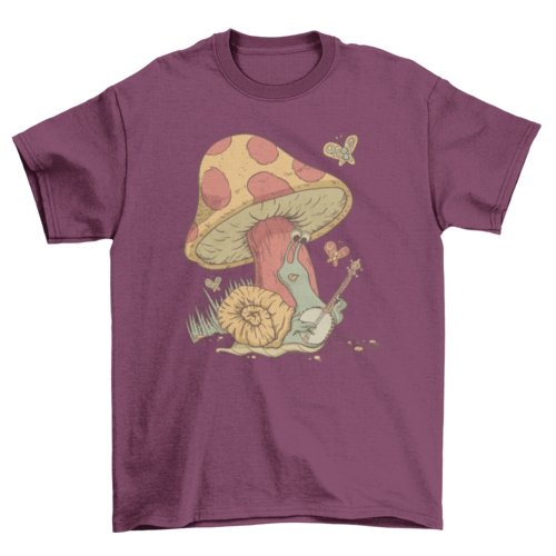 Snail Playing Banjo Mushroom Tee - Humble Mushrooms