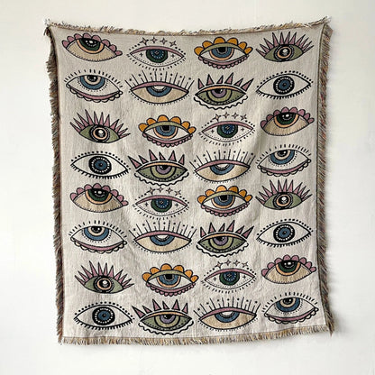 Sofa Blanket Pretty Eyes Bohemian Blanket Throw - Humble Mushrooms