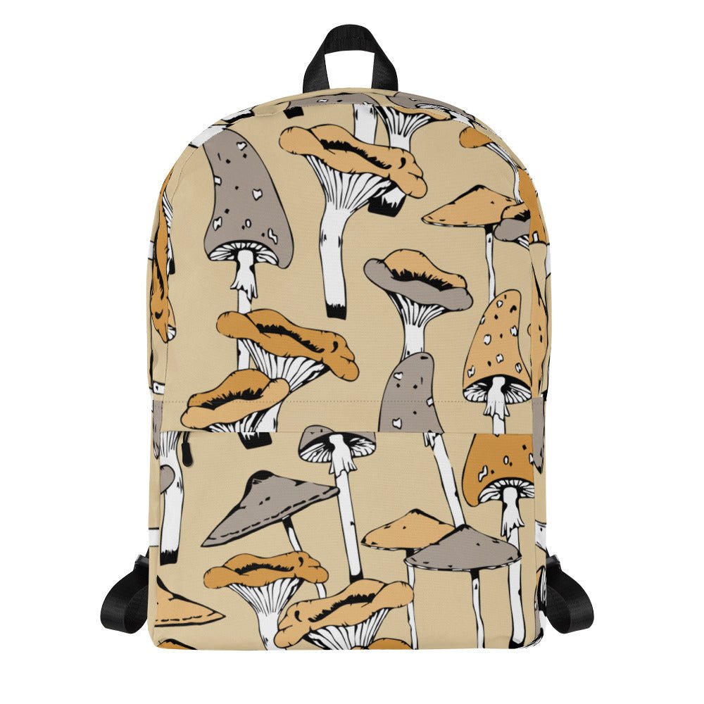 Tan Retro Mushrooms Backpack - Humble Mushrooms