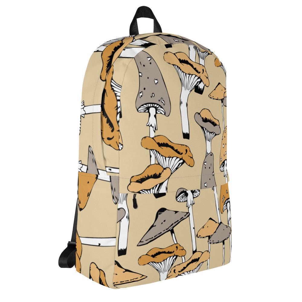 Tan Retro Mushrooms Backpack - Humble Mushrooms