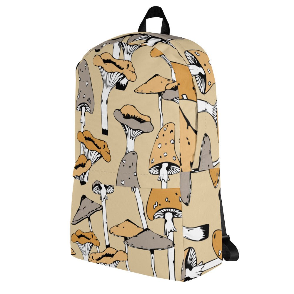 Tan Retro Mushrooms Backpack - Humble Mushrooms