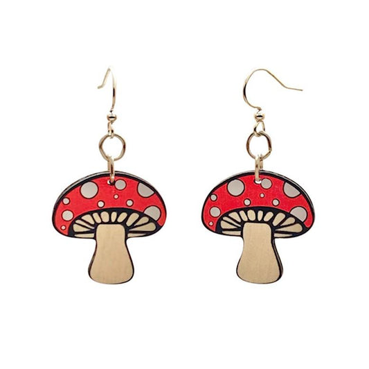 Wood Mushroom Earrings - Humble Mushrooms