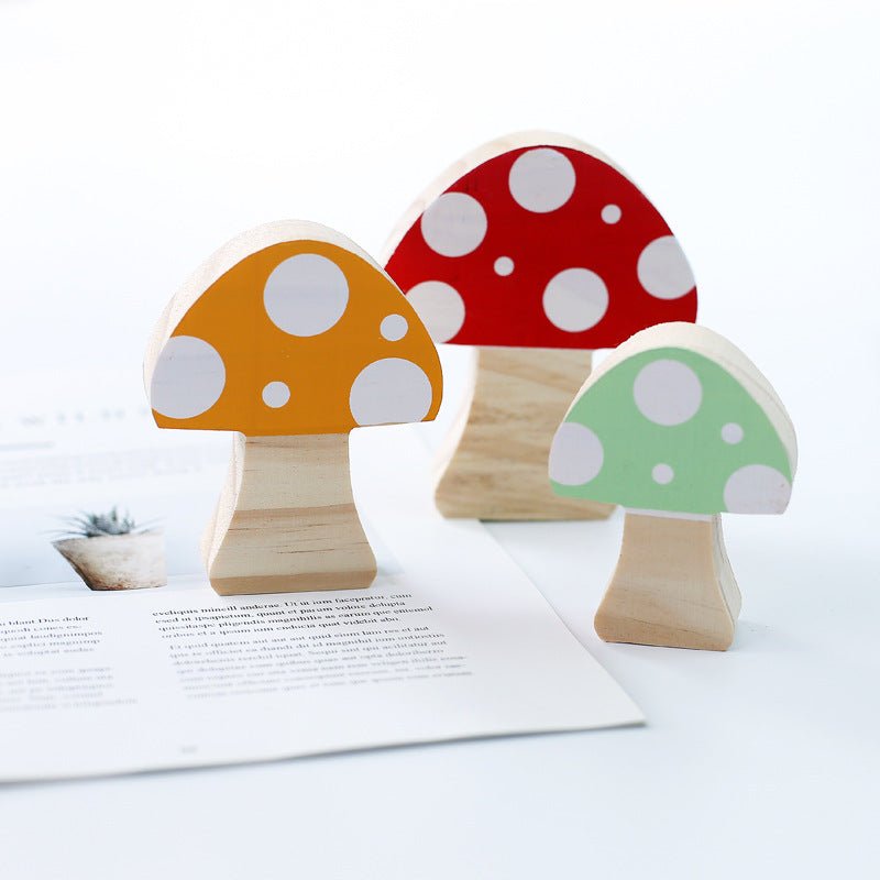 Wooden Mushroom Three-piece Building Block Home Decoration - Humble Mushrooms