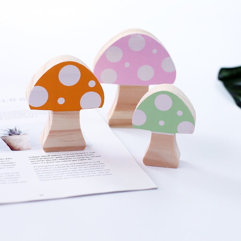 Wooden Mushroom Three-piece Building Block Home Decoration - Humble Mushrooms