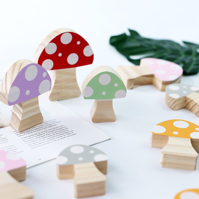 Wooden Mushroom Three-piece Building Block Home Decoration - Humble Mushrooms