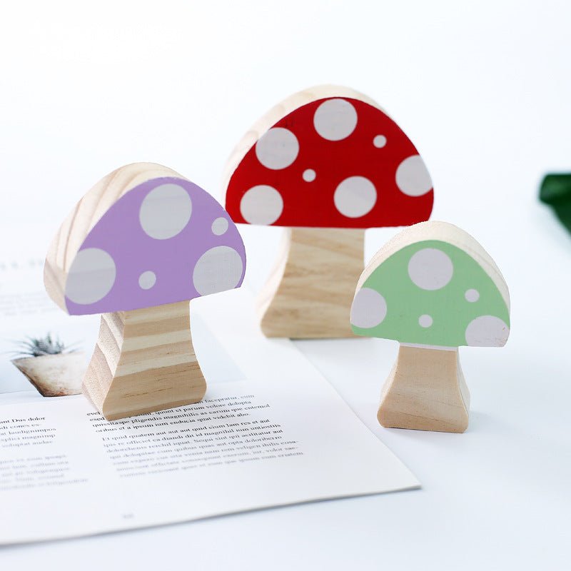 Wooden Mushroom Three-piece Building Block Home Decoration - Humble Mushrooms